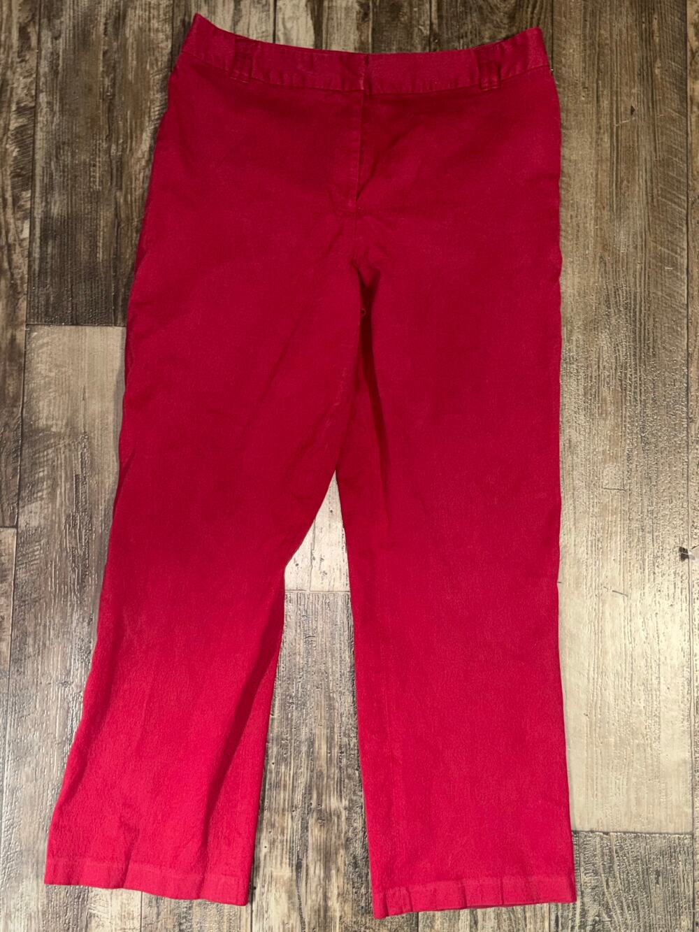 Merona Red Pants Side Zip Closure Belt Loops Straight-Leg